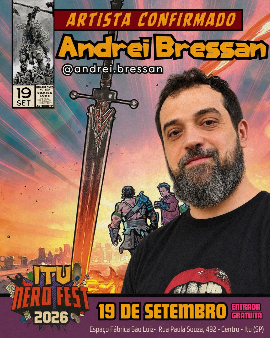Andrei Bressan confirmado no Itu Nerd Fest 2026