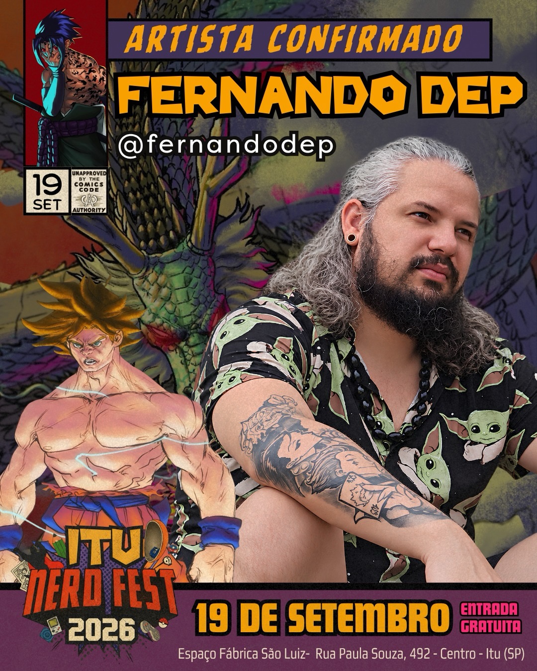 Fernando DeP confirmado no Itu Nerd Fest 2026