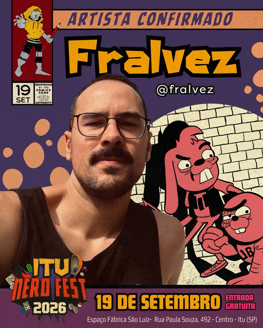 Arte oficial com Fralvez no Itu Nerd Fest 2026