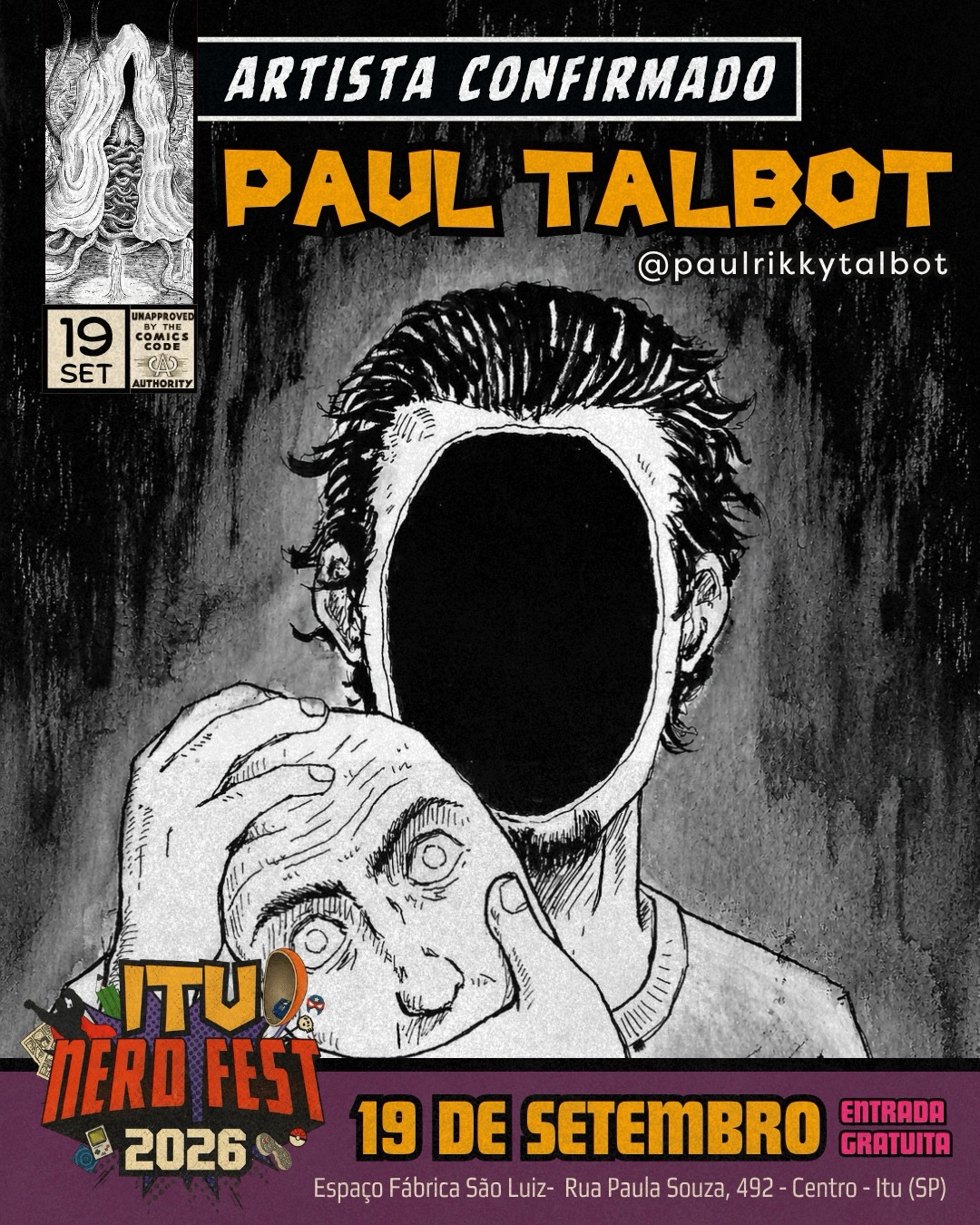 Paul Talbot confirmado no Itu Nerd Fest 2026