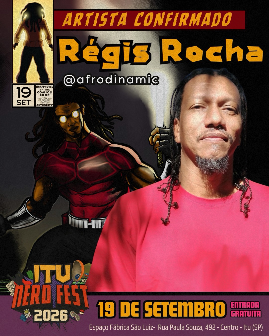 Régis Rocha confirmado no Itu Nerd Fest 2026