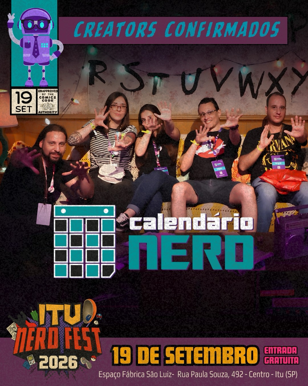 Calendário Nerd, creator confirmado no Itu Nerd Fest 2026