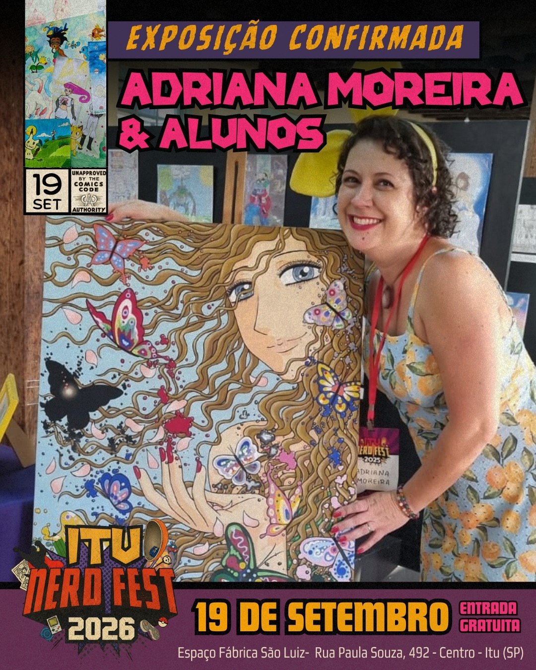 Exposição Pokémon de Adriana Moreira e alunos confirmada no Itu Nerd Fest 2026