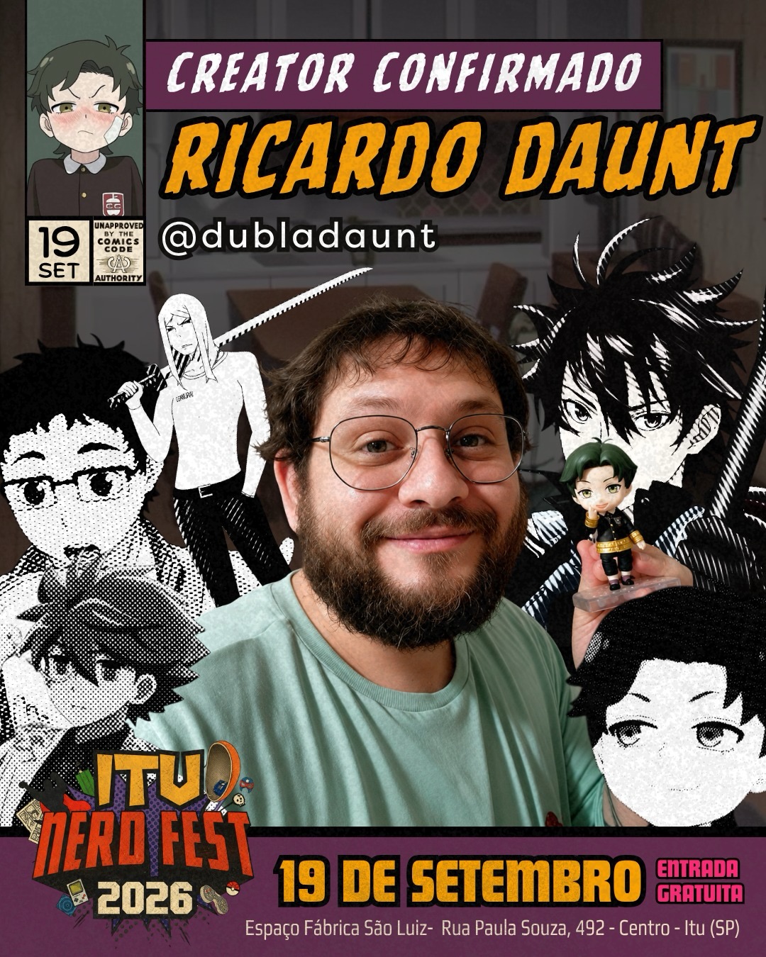 Ricardo Daunt confirmado no Itu Nerd Fest 2026